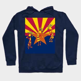 Arizona Flag Color Kokopelli Tribal Flute Players Hoodie